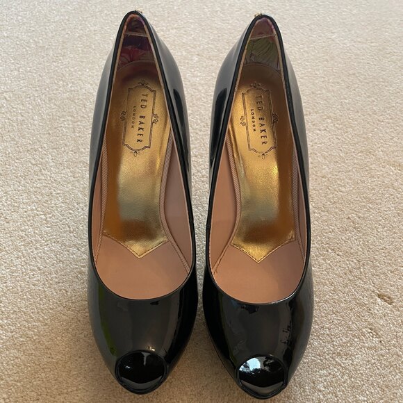 Ted Baker London Leather Peep Toe Pumps Black 9 - Picture 2 of 9